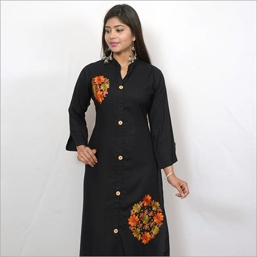 Black Rayon Long Kurtis