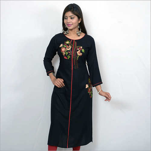 Black Rayon Long Kurtis