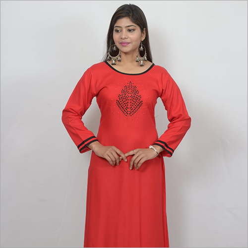 Red Rayon Long Kurtis