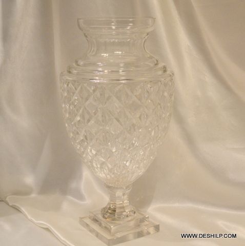 Cutting Glass Long Flower Vase Bottom Diameter: 2.2  Centimeter (Cm)