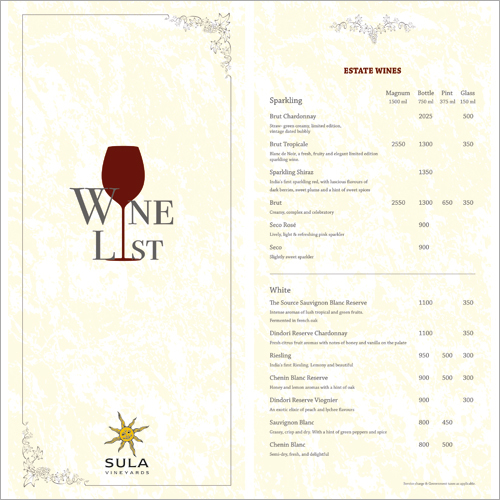 Menu Card Printing Services