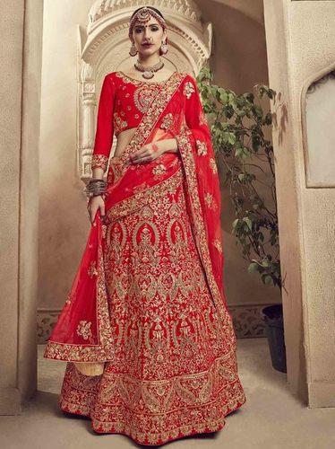 Red Velvet Multi Wedding & Bridal Designer Wholesale Lehenga Choli Age Group: 30