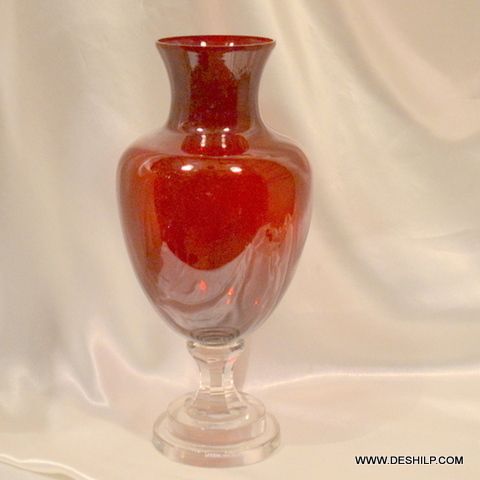 RED COLOR CRYSTAL FLOWER VASE