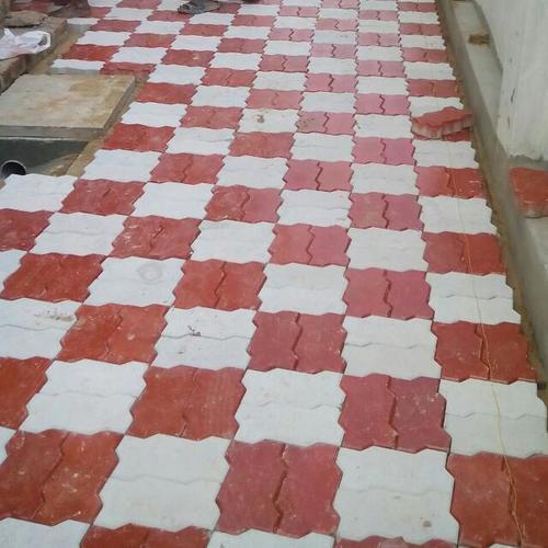 Zig Zag Flooring Tiles - Cement Material, 28 Kg Lightweight Design | Elegant White Aesthetic