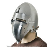 Piru 14th Century Medieval Knight Crusader Helmet - 18 Gauge M Steel, 15 Inches Height, Shiny Finish | Antique Imitation, Standard Size Fits Most Adults