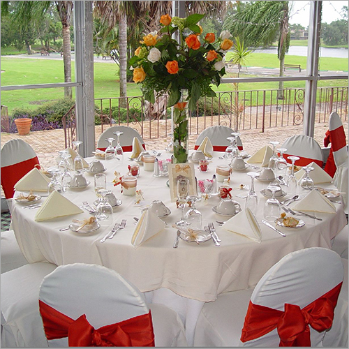 Wedding Hall Designer Table Chair Set - Plywood Metal Fabric, Variable Dimensions, White | Elegant Design, Portable, Durable, Easy Setup