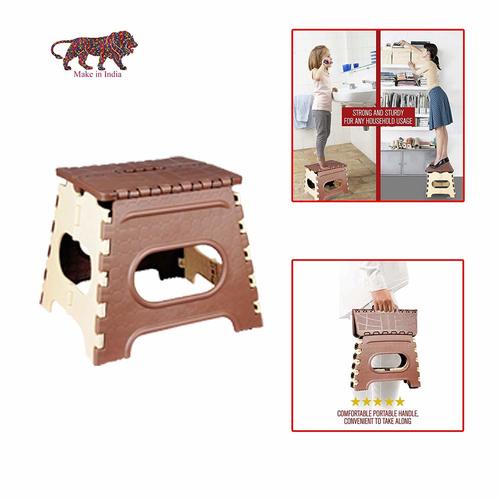 Folding Step Stool - Multi-Color PPCP, 12x18x7 Inch | Ergonomic Handle, Anti-Slip Grip-Dot, 3-Point Locking System, Safety Stop Gap Feature for Kids