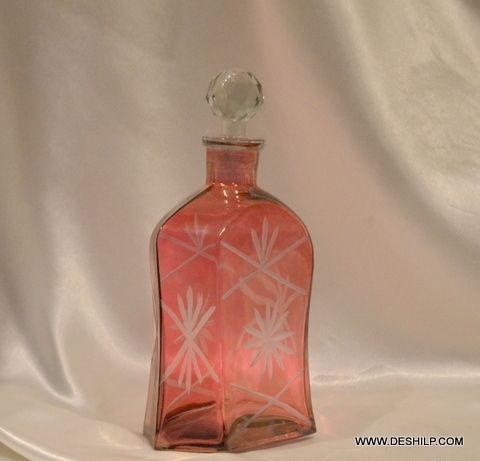 RED GLASS DECOR PERFUME DECANTER