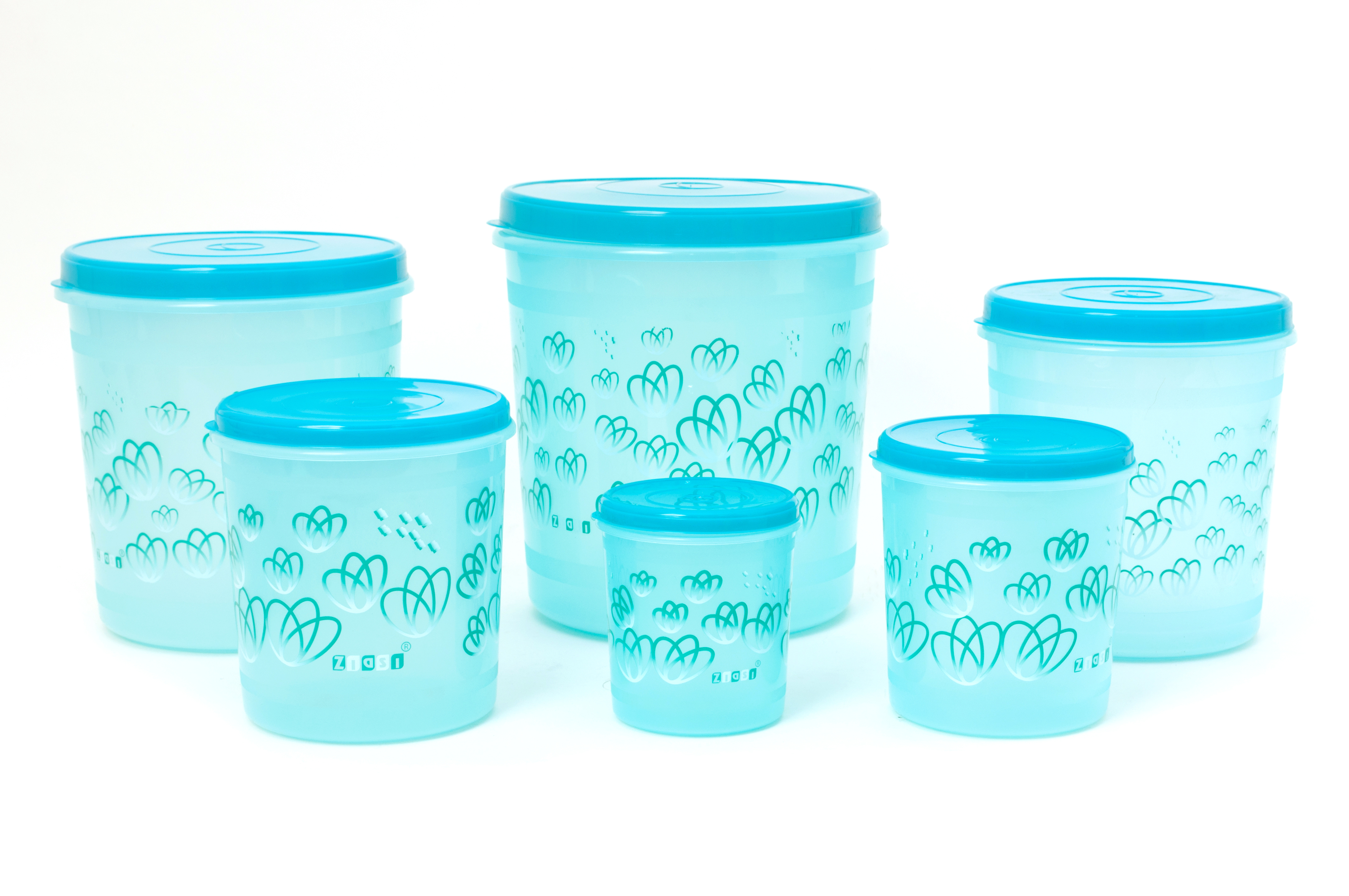 Plastic Container Set of 6 - Store In Plus (1L,2L,3L,5L,7L,10L