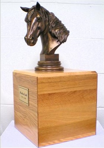 Horse Cremation Urn with wood Base