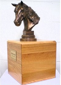 Horse Cremation Urn with wood Base