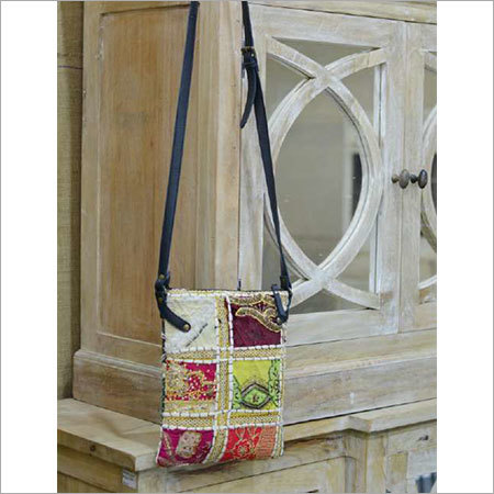 NEW MESSENGER BAG VINTAGE BARMERI FABRIC WITH LEATHER TRIM