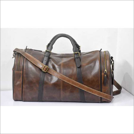 Leather Duffle Bag - Cotton Leather Durry Jute Jacquard, Zip Closure for Men - Stylish Shoulder Bag Design