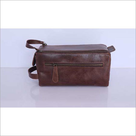 Brown Leather Beauty Bag