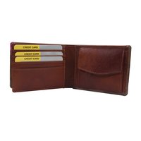 Men Bi-Color Genuine Leather RFID Slim Bifold Wallet