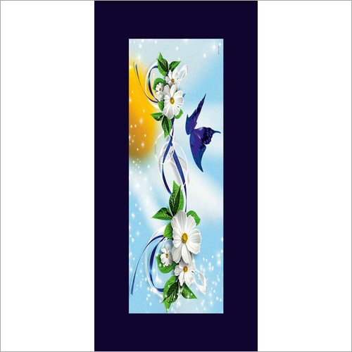 Flower Membrane Digital Door Print - Membrane Material 81" x 33" & 81" x 38" Sizes Glossy Finish Black Color | Interior Application Floral Design for Cafe Doors