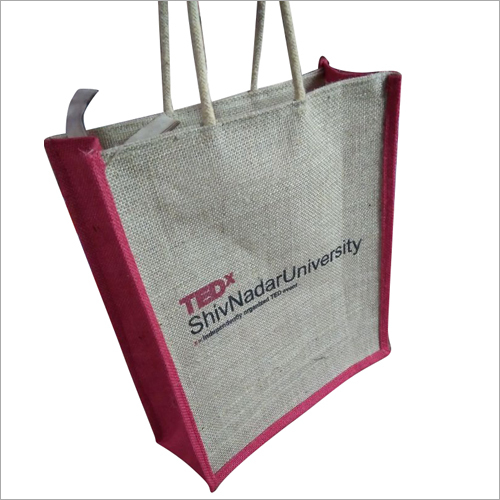 Shopping Jute Bag - Jute Material, Customized Sizes, Silver & Pink Colors | Lightweight, Button Closure, Ideal for Shopping and Promotional Use