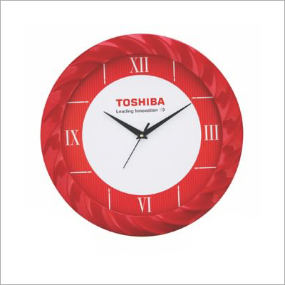 Office Wall Clock - Plastic Material, Round Shape, Red Color | Ideal for Home, Office, Shop & Workshop, Premium Packaging for Safe Transit