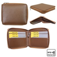 Men Leather Zip Around Wallet