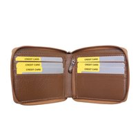 Men Leather Zip Around Wallet