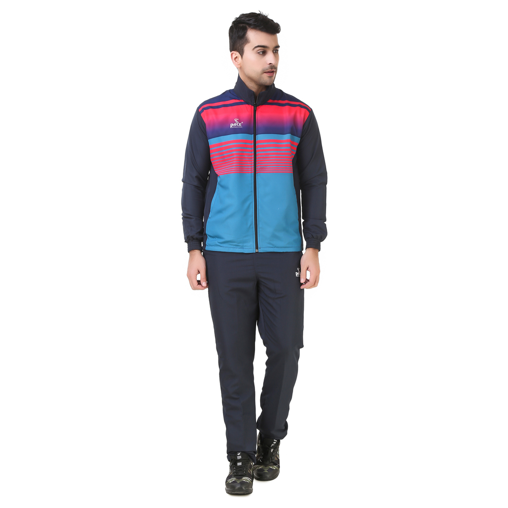 Navy Blue Pace International Printed Track Suit For Men