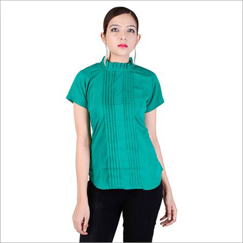 Ladies Green Crepe Shirts
