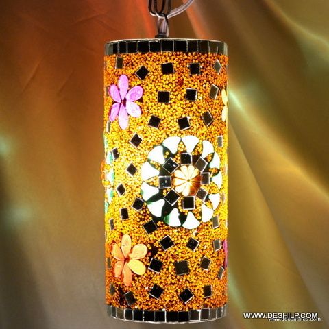 Pipe Lamp Mosaic Finish Glass Wall Hanging