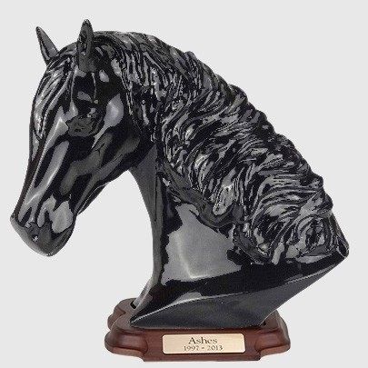 Black Horse with Base Keepsake Urn