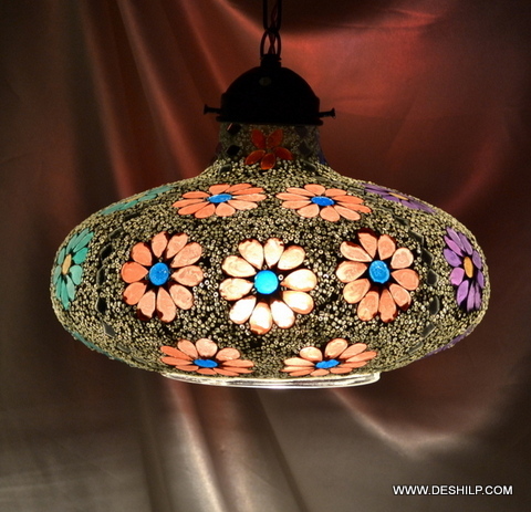 Rooftop Beautiful Glass Wall Hanging - Color: Multicolor