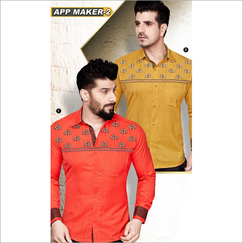 Orange And Yellow Men'S Printed Shirt Fabric