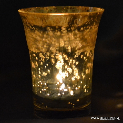 ANTIQUE GLASS SILVER CANDLE HOLDER