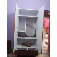 Wooden Wardrobe - 72x36x24 Inches | Brown Finish, 2 Doors, 2 Drawers, Minimalist Design