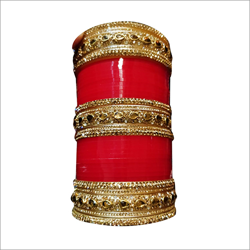 Red Acrylic Bangles Bridal Chura - Acrylic & Metal 2.5-3 Inch Diameter Red | Elegant Design Durable Comfortable Fit Custom Sizes