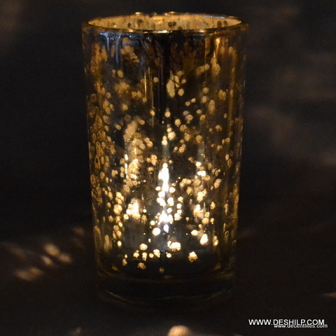 SILVER LONG GLASS CANDLE VOTIVE