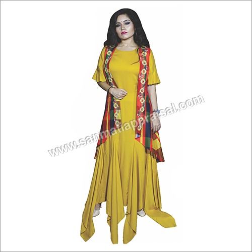 Yellow And Red Ladies Multi Color Dress Jacket