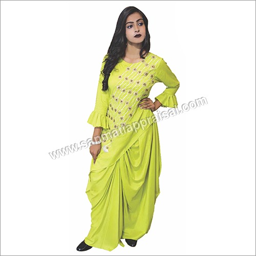 Green Dhoti Cowl Kurti