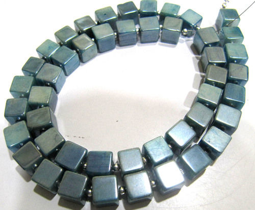 Natural Moonstone AB Mystic Coated 6-7mm Blue Topaz Color Plain Smooth Cube Box Shape Beads .