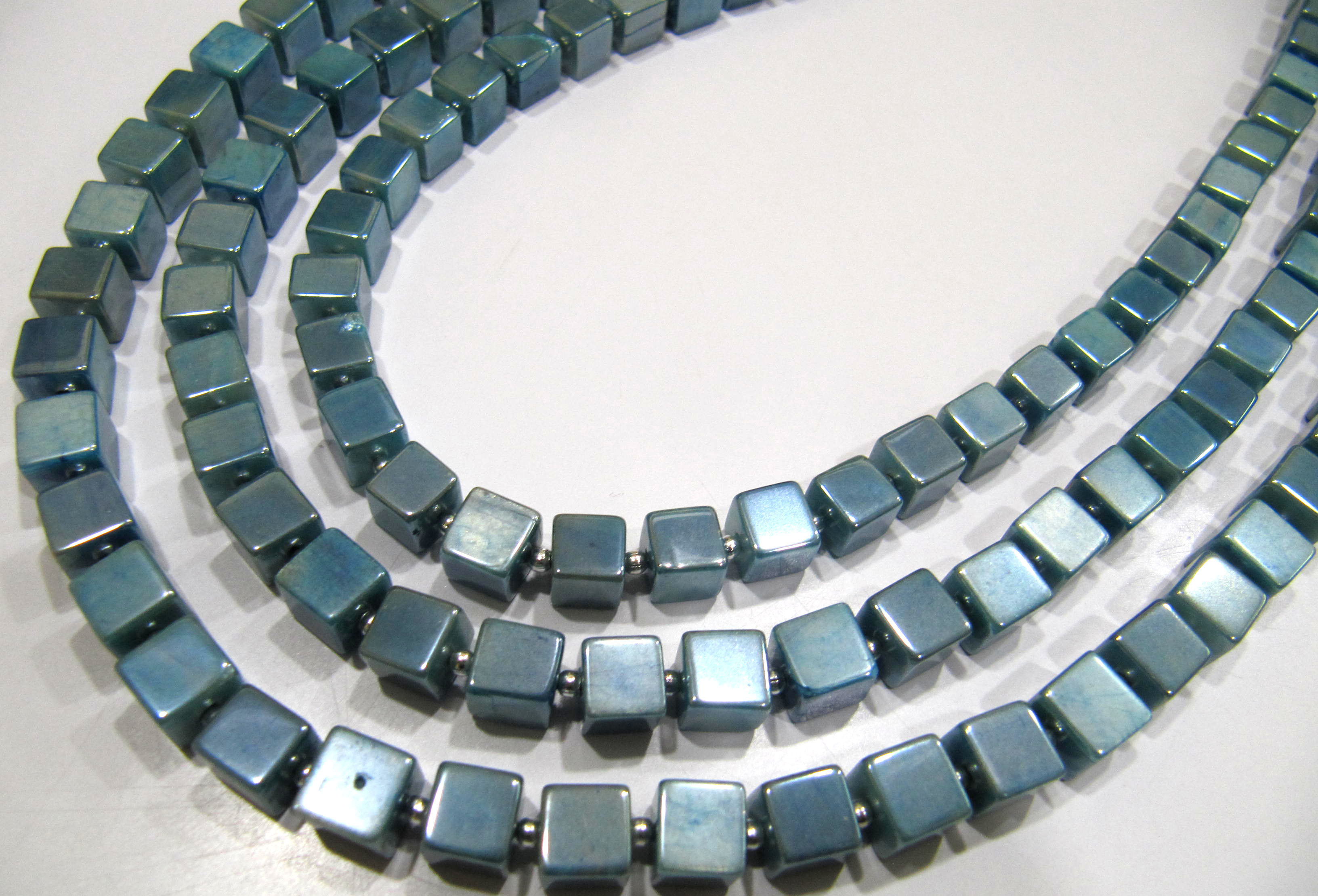 Natural Moonstone AB Mystic Coated 6-7mm Blue Topaz Color Plain Smooth Cube Box Shape Beads .