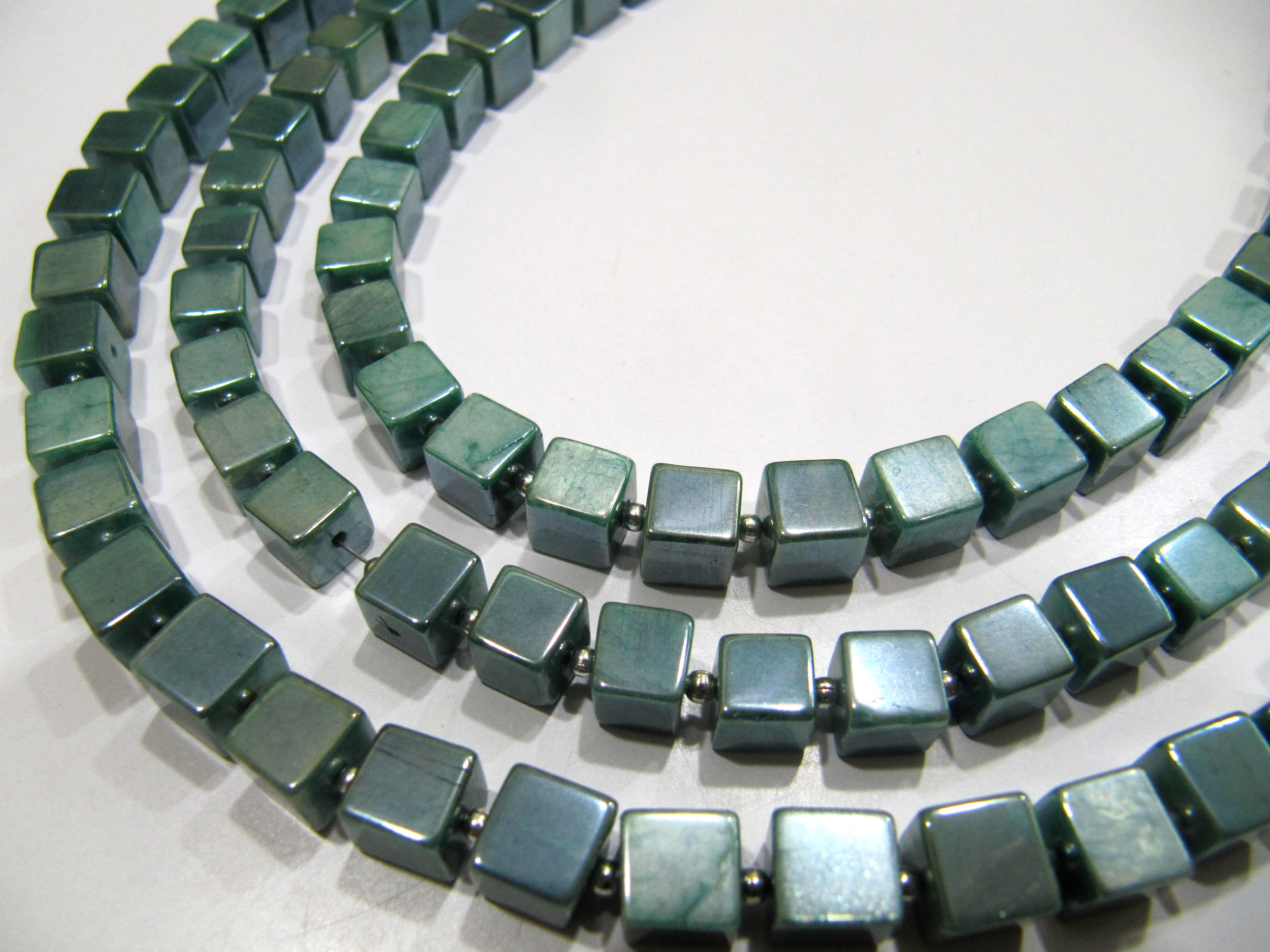 Natural Moonstone AB Mystic Coated 6-7mm Emerald Green Color Plain Smooth Cube Box Shape Beads