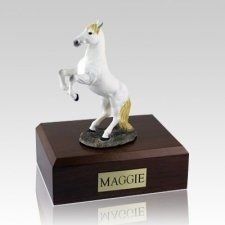 White Rearing X Large Horse Cremation Urn