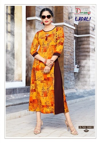 Rayon Printed Kurti - Multi Color, Sizes L XL XXL | Super Fine Print Finish, Extra Smoothness, Perfect for All Seasons