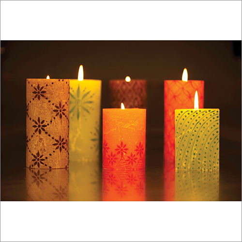 Hand Painted Pillar Candles Burning Time: 5 - 15 Hours