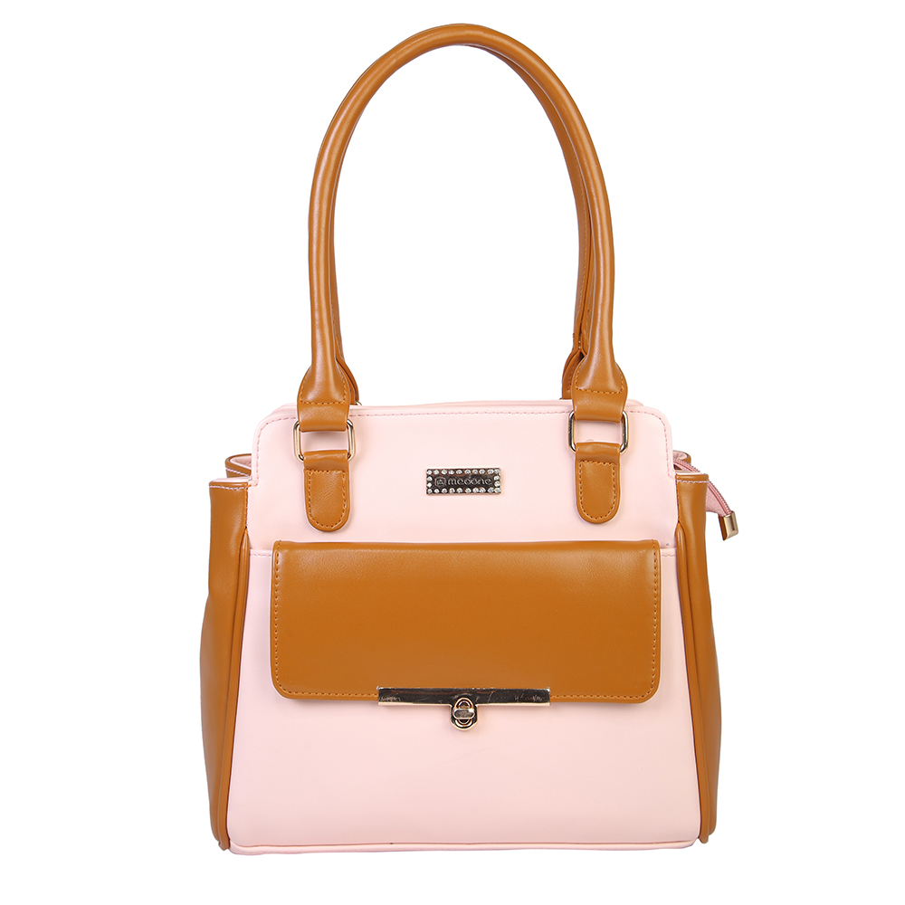 Cream And Yellow Ladies Leather Designer Handbag