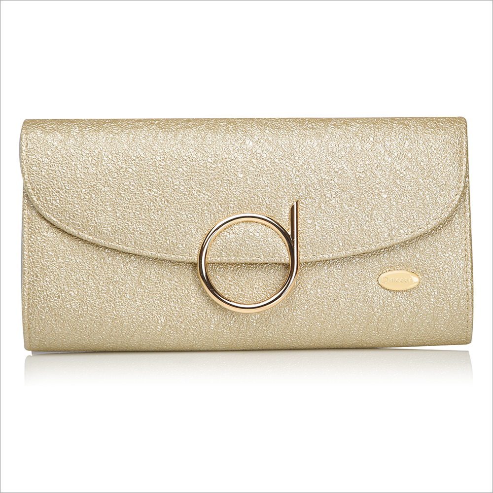 Golden Ladies Leather Clutch