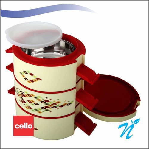 Cello Decker Insulated Lunch Carrier (3 Container) Small Mop Red