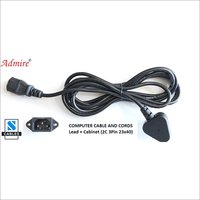 Computer Power Cable - Copper, 1.5 M Length | Black, 3 Pin, Pvc Insulation, 6 A Current, 250 V Voltage