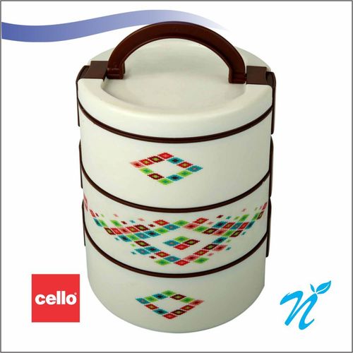 Cello Decker Insulated Lunch Carrier (3 Container) Small White Brown