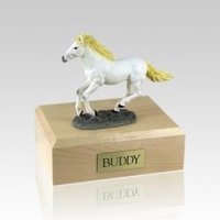 White Running Medium Horse Cremation Urn