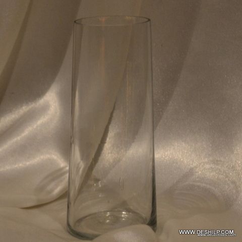 LONG CLEAR GLASS FLOWER VASE