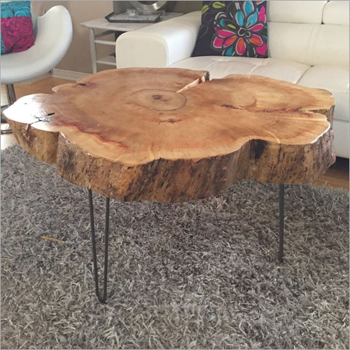 Tree Trunk Table with Metal Legs